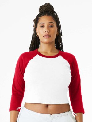 Women's Micro Rib Three-Quarter Raglan Sleeve Baby Tee