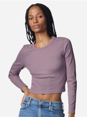 Women's Baby Rib Long Sleeve Cropped Tee - BR2107